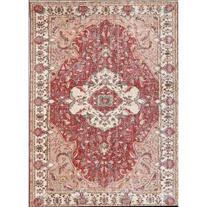 Tapis en laine noués à la main de grande taille, style vintage, motif médaillon rouge et orange, pour salon ou couloir - Pae-2013 - Product Image 1