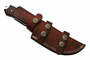 Cuchillo de caza hecho a mano de acero de Damasco con Funda de cuero Bushcraft al aire libre y regalo de Camping para hombres OEM compatible - Product Image 6