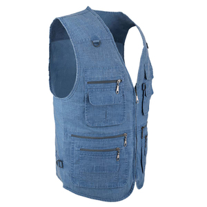 Gilet de travail personnalisé de haute qualité avec col pour hommes Gilet de travail pour hommes Gilets zippés en coton durable avec patch Gilet de poche en 5 dimensions - Product Image 5