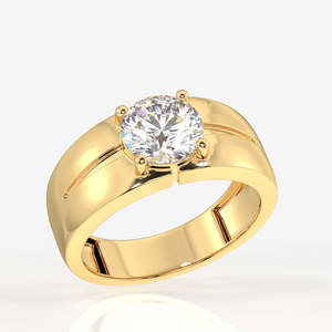 Anillo de Diamante Moissanita Redondo Clásico y Sencillo para Hombre, Oro de 18K, Estilo Clásico Elegante - Product Image 6