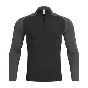 Offre Spéciale solide uni teint Golf entraînement à manches longues chemise surdimensionné blanc col rond Slim Fit quart Zip décontracté sport hommes sweat - Product Image 3