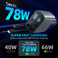 Vente d'usine OEM ODM Chargeur de voiture 78W 4 en 1 avec câble rétractable, adaptateur de charge rapide avec certification CE/ROHS/UKCA/FCC