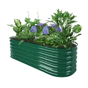 Metallo sollevato letto da giardino per le verdure, fiori, erbe alto in acciaio grande scatola fioriera OEM esterno ODM zincato arredamento Design