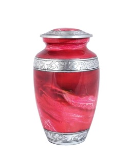 Floral Silver Engraved Cremation <b>Urn</b> for Human Ashes Adult - Handcrafted Funeral Memorial Ashes <b>Urn</b> <b>Large</b> Columbarium <b>Urn</b> (Red) - Product Image 1