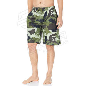 Short de plage en coton 100% avec logo personnalisé pour homme, short de course non tissé avec impression solide, short de surf - Product Image 1