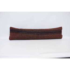 Oreiller Kantha en laine marron 12x48 pouces Technique tissée de conception à motifs vintage rustique - Product Image 1