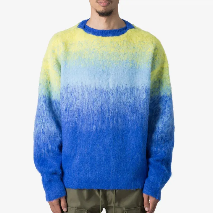 2024 разноцветный жаккардовый свитер на заказ, Вязаный Мужской Хлопковый дизайнерский трикотаж с длинным рукавом, градиентный вязаный свитер