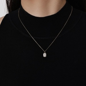 Pristine Emerald Diamond Halo Necklace 0.68 Ct D-F VVS1-VS2 Lab Grown Diamond In 18K Yellow <b>Gold</b> For Daily Wear Anniversary Gift - Product Image 2