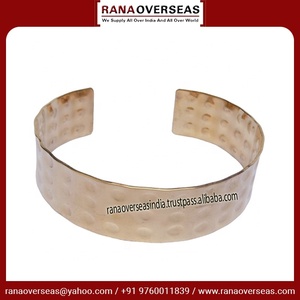 Handmade Hammered Brass <b>Bracelet</b> <b>Adjustable</b> Open Cuff <b>Bracelet</b> for Men Women Textured Stylish Jewelry - Product Image 3