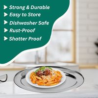 Plats en acier inoxydable à prix de gros, de haute qualité, avec plateaux de service, plateau ovale profond, assiette à dîner en acier inoxydable