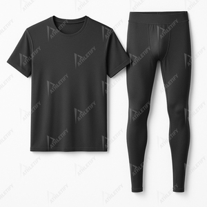 Ensemble fitness en coton respirant pour homme avec t-shirt et guêtres pour la course à pied Yoga Tissu confortable et flexible pour l'entraînement - Product Image 5