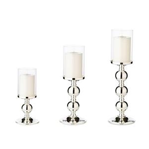 Portavelas de pilar de huracanes de estilo europeo para decoración de mesa de boda, soportes de huracanes de vidrio plateado de Metal - Product Image 2