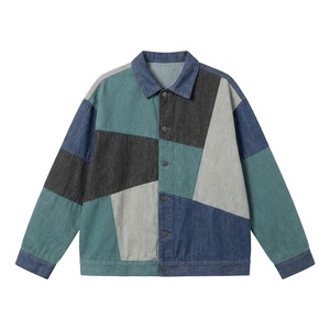 Custom <b>Mens</b> Boxy Denim <b>Jacket</b> Streetwear <b>Men</b> Embroidery <b>for</b> Online Brands Wholesale Private Label Bulk - Product Image 1