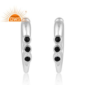 Nouvelle tendance 925 argent Sterling naturel noir colonne vertébrale pierre précieuse boucle d'oreille bijoux personnalisés pour les femmes cadeau pour elle - Product Image 1