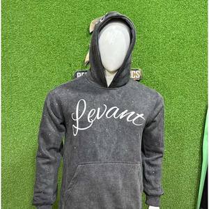 Sweats à capuche surdimensionnés personnalisés en denim délavé 2026, broderie vintage unisexe, coupe brute, logo imprimé délavé, sweats à capuche pour hommes en gros - Product Image 1