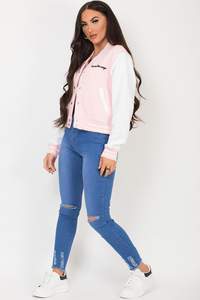 แจ็กเก็ตสตรีทสีล้วนเสื้อบอมเบอร์เสื้อแจ็คเก็ตทีมมหาวิทยาลัยเสื้อครอปดีไซน์โลโก้ตามสั่ง - Product Image 4