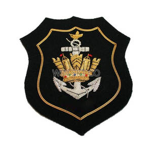 Best Quality Hand Embroidered Bullion Wire Blazer <b>Badges</b> Customized Size Leather Brass Material With Lace Decoration Custom Logo - Product Image 1