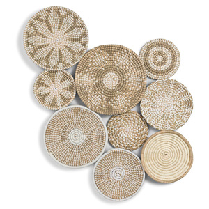 Art mural en fibre de paille tissée, différents motifs, art mural en herbe de mer, articles de décoration intérieure à prix bas - Product Image 1