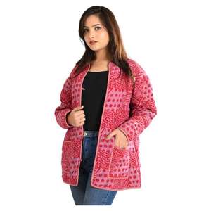 Saree en soie vintage fait à la main pure crêpe de soie femmes veste matelassée manteaux chauds d'hiver - Product Image 5