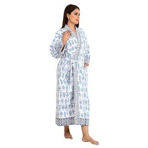 Kantha-<b>Stitch</b> 100% Cotton Reversible Long Kimono for Women Handmade Knitwear Soft Woven Unisex <b>Gift</b> for Spring - Product Image 3