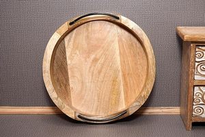 ARTISAN AURA Porte-Café Alimentaire Offre Spéciale Grand Plateau de Service Rectangulaire en Bois de Luxe avec Poignées en Métal à bas prix - Product Image 2