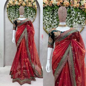Saree เสื้อเบลาส์บอลลีวู้ดชุดแต่งงานส่าหรีสไตล์อินเดีย - Product Image 2