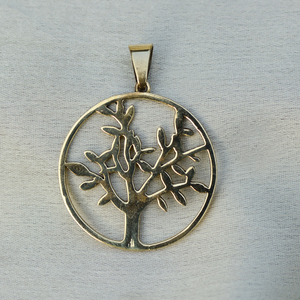 Boho Tree Life Pendant Necklace Brass 18k Gold Plated <b>Rope</b> <b>Chain</b> Women's Minimal Floral Design Wholesale - Product Image 4