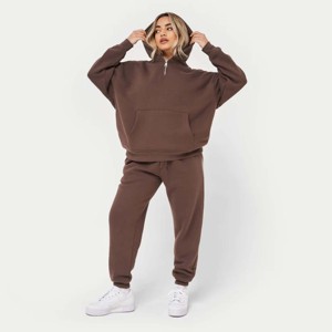 Sweat à Capuche Surdimensionné en Polaire Solide pour Femmes Poches Kangourou Décontracté en Polaire de Coton Rose Pull Élégant OEM Hoodies pour Femmes - Product Image 5