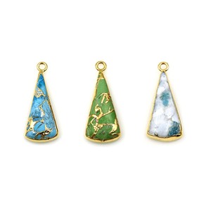 Pendentif fantaisie en turquoise de Mohave, forme poire, serti clos, plaqué or, plusieurs tailles, pour la création de bijoux fins DIY, mode féminine - Product Image 2