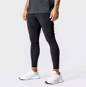 Pantalons de survêtement en toile décontractés pour hommes, vente chaude, coupe ajustée tendance, taille élastique, confortable, taille mi-haute, poids lourd, 100% coton, OEM - Product Image 1