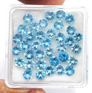 5mm Natural Swiss <b>Blue</b> <b>Topaz</b> Round Cut Stone Beads <b>Blue</b> <b>Topaz</b> Faceted Loose Gemstone for Jewelry Making By Indian Manufacturer - Product Image 4