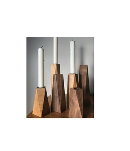 Small <b>wooden</b> candle <b>holder</b> set for decorative home accents and aesthetic bohemian room interior arrangements - Product Image 2