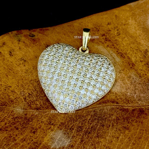 Pendentif cœur de mariée en diamant naturel en or massif 14 carats. - Product Image 5