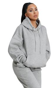 ชุดวอร์ม2ชิ้นแบบสวมศีรษะมีฮู้ดแบบโอเวอร์ไซส์ของผู้หญิงชุดวิ่งแบบพับมีกระเป๋าด้านหน้าชุดวอร์ม - Product Image 4