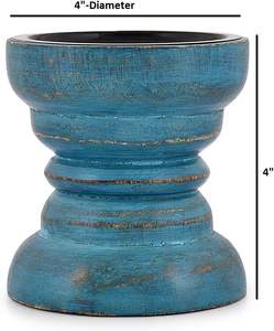 ชุดเชิงเทียนไม้สีฟ้าแบบชนบทที่ไม่เหมือนใครสำหรับงานแต่งงานคริสต์มาสบ้านในฟาร์มอบอุ่นเน้นการตกแต่งภายในห้องรับประทานอาหาร - Product Image 2