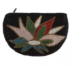 Pochette à monnaie avec broderie de fleurs MD Handicrafts avec fermeture à glissière Mini sac fourre-tout dernier design pour la fonction Sac promotionnel fait à la main - Product Image 1