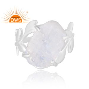 La última venta de anillo de piedras preciosas de Plata de Ley 925 Natural Rainbow Moon Stone fabricante de joyería personalizada - Product Image 3