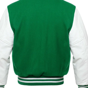 Chaqueta Varsity Personalizada de Lana para Hombre, con Cuello Alto, Transpirable, para Invierno, con Logos Bordados, Tejida, Negra Sólida - Product Image 4
