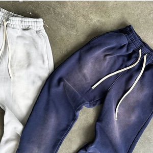 Pantalon de survêtement ample pour homme de haute qualité, logo personnalisé imprimé, délavé à l'acide, toile épaisse, tricoté, délavé au soleil, 100% coton - Product Image 4