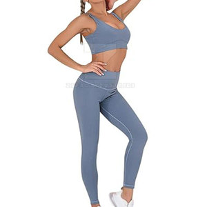 Nouveau design, ensemble de yoga pour femmes avec logo personnalisé, motif solide, léger et respirant, ensemble 2 pièces avec taille élastique et logo sur le devant - Product Image 1