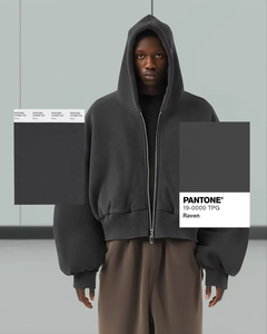 Personnalisé 600gsm Zip Up Hoodies Crop à manches longues Heavyweight Hoodie Hommes Boxy Strass Zipper Hoodies pour Hommes - Product Image 2