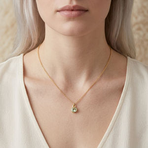 Peridoto de 5 mm con engaste de plata de ley facetada en forma redonda, chapado en oro y rodio, certificado por IGI, colgante para regalo - Product Image 6