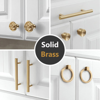 Poignées et boutons de tiroir de luxe modernes Koppalive en laiton satiné massif doré, poignée de porte d'armoire de cuisine en laiton brossé