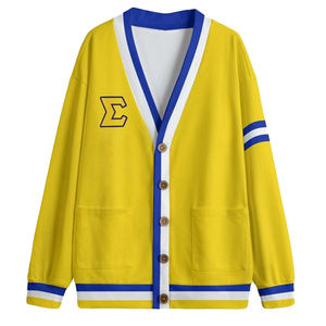 <b>Men's</b> Winter Thin ODM College Style <b>Cardigan</b> Knitted Sigma Gama Rhoo Sorority Jacket V-Neck - Product Image 1