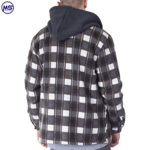 <b>Men's</b> Premium High Quality <b>Flannel</b> <b>Jacket</b> <b>for</b> Winter Custom Solid Color with Stand Collar Hood Thin High Quality Winter Wear - Product Image 2