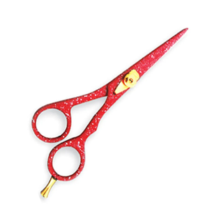 Tijeras de corte de pelo de peluquero de alta calidad, tijera de corte de pelo de acero inoxidable recubierta de Color rojo con tornillo dorado ajustable - Product Image 2