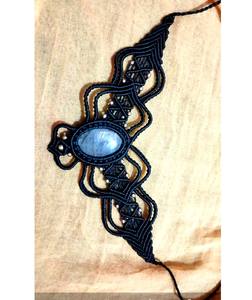 Collar de macramé de hilo de Color azul hecho a mano de moda, collar de estilo bohemio con gema labradorita de forma ovalada para aniversario - Product Image 3