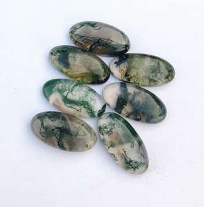 100% naturel lisse ovale mousse Agate Cabochons pierres précieuses en vrac pour la fabrication de bijoux en vrac en gros de mousse Agate lot - Product Image 3