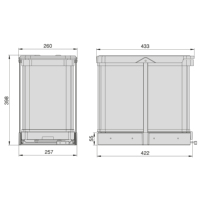 Contenedor de Basura de Acero Inoxidable Emuca, Mueble de Cocina con Montaje Inferior, Función de Extracción Manual/Automática, Modelo España