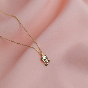 Collier avec pendentif en forme de panda en argent sterling 925, découpe au laser, design simple, pour fiançailles, mariage, fête, vente en gros, fabrication artisanale turque - Product Image 2